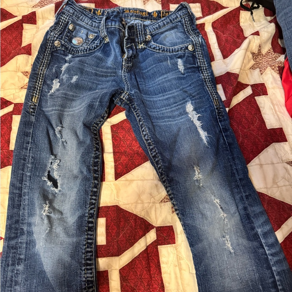 Rock Revival Blue Distressed Denim Pants